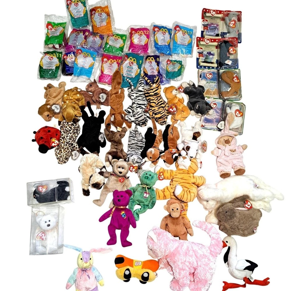 Vintage Beanie Babies Lot, McDonald's Teenie Beanies - 50+ Plush Collection!